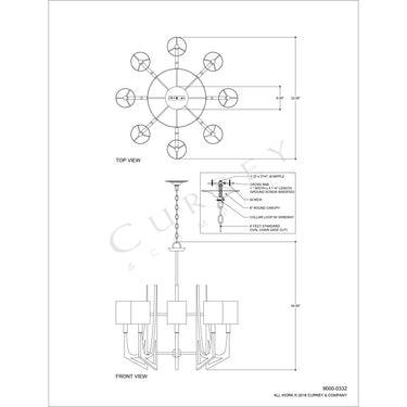 Currey & Company 9000-0332 Umberto 8 Light Chandelier in Brass 4
