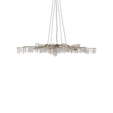 Currey & Company 9000-0368 Forest 10 Light Chandelier in Textured Silver/Natural 1