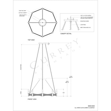 Currey & Company 9000-0402 Mallorca Chandelier in Natural/Dark Contemporary Gold Leaf 7