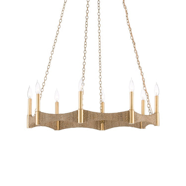 Currey & Company 9000-0402 Mallorca Chandelier in Natural/Dark Contemporary Gold Leaf 1