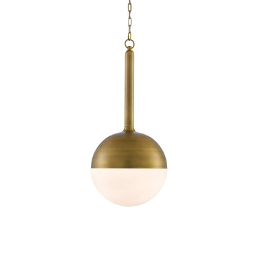 Currey & Company 9000-0419 Moonward Pendant in Antique Brass/Opaque White 1
