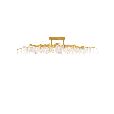 Currey & Company 9000-0423 Forest 14 Light Semi-Flush in Washed Lucerne Gold/Natural 1