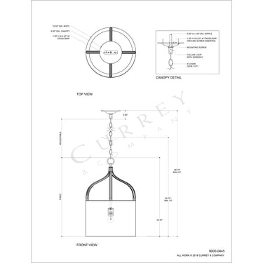 Currey & Company 9000-0445 Dunning Pendant in Blacksmith/Natural 7