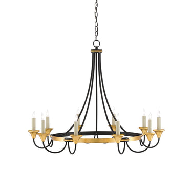 Currey & Company 9000-0474 Hanlon 10 Light Chandelier in Washed Black/Contemporary Gold Leaf 3