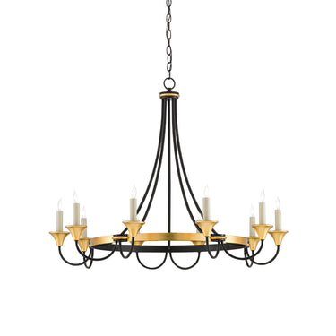 Currey & Company 9000-0474 Hanlon 10 Light Chandelier in Washed Black/Contemporary Gold Leaf 4