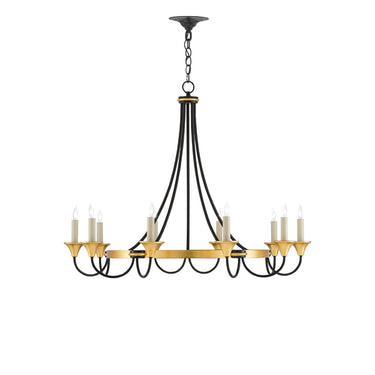 Currey & Company 9000-0474 Hanlon 10 Light Chandelier in Washed Black/Contemporary Gold Leaf 5
