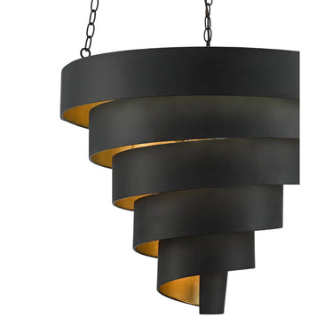 Currey & Company 9000-0497 Chiffonade Large 7 Light Pendant in Antique Black/Contemporary Gold Leaf 2