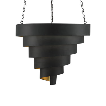Currey & Company 9000-0497 Chiffonade Large 7 Light Pendant in Antique Black/Contemporary Gold Leaf 3