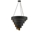Currey & Company 9000-0497 Chiffonade Large 7 Light Pendant in Antique Black/Contemporary Gold Leaf 4