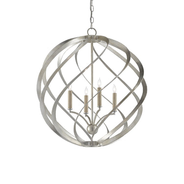 Currey & Company 9000-0507 Roussel Orb 4 Light Chandelier in Contemporary Silver Leaf 3