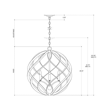 Currey & Company 9000-0507 Roussel Orb 4 Light Chandelier in Contemporary Silver Leaf 5