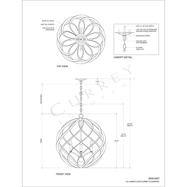 Currey & Company 9000-0507 Roussel Orb 4 Light Chandelier in Contemporary Silver Leaf 6