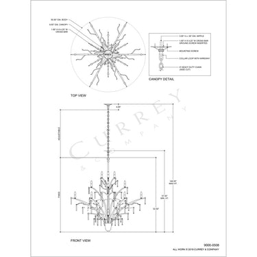 Currey & Company 9000-0508 Raux 21 Light Chandelier in Contemporary Silver Leaf/Natural 6