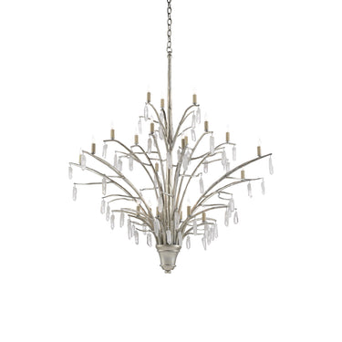 Currey & Company 9000-0508 Raux 21 Light Chandelier in Contemporary Silver Leaf/Natural 1