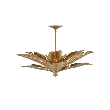 Currey & Company 9000-0544 Tropical 6 Light Semi-Flush in Vintage Brass 3
