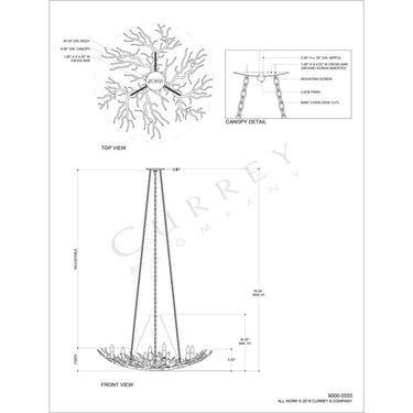 Currey & Company 9000-0555 Rainforest Small 9 Light Chandelier in Rustic Bronze 7
