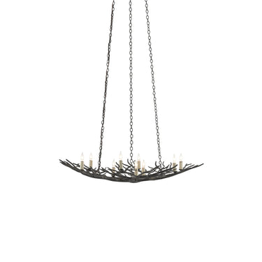 Currey & Company 9000-0555 Rainforest Small 9 Light Chandelier in Rustic Bronze 1