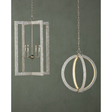 Currey & Company 9000-0575 Arietta Chandelier in Mother of Pearl/Contemporary Silver Leaf 8