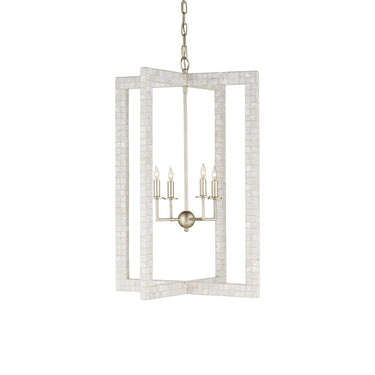 Currey & Company 9000-0575 Arietta Chandelier in Mother of Pearl/Contemporary Silver Leaf 1