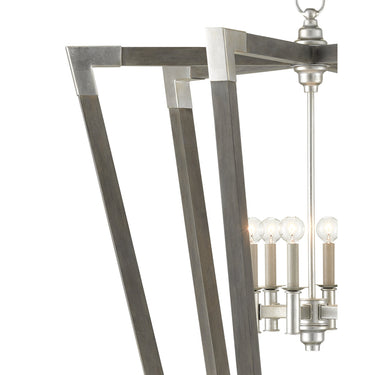 Currey & Company 9000-06-C1 Bastian 6 Light Lantern in Chateau Gray/Contemporary Silver Leaf 2