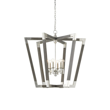 Currey & Company 9000-06-C1 Bastian 6 Light Lantern in Chateau Gray/Contemporary Silver Leaf 3