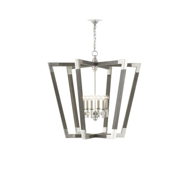Currey & Company 9000-06-C1 Bastian 6 Light Lantern in Chateau Gray/Contemporary Silver Leaf 4