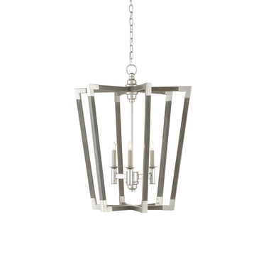 Currey & Company 9000-06-C1 Bastian 6 Light Lantern in Chateau Gray/Contemporary Silver Leaf 7