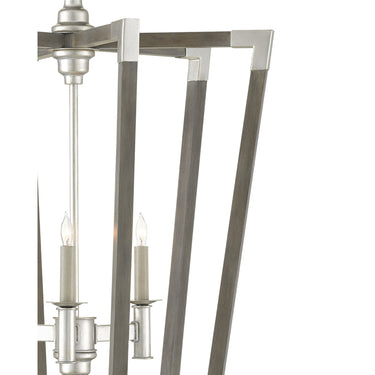 Currey & Company 9000-06-C1 Bastian 6 Light Lantern in Chateau Gray/Contemporary Silver Leaf 8