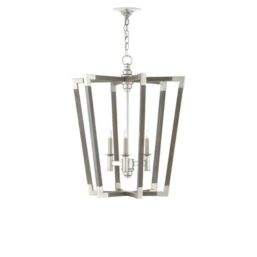 Currey & Company 9000-06-C1 Bastian 6 Light Lantern in Chateau Gray/Contemporary Silver Leaf 9