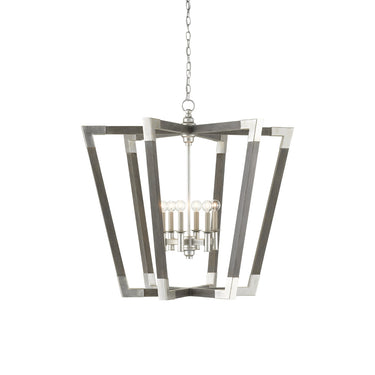 Currey & Company 9000-06-C1 Bastian 6 Light Lantern in Chateau Gray/Contemporary Silver Leaf 1