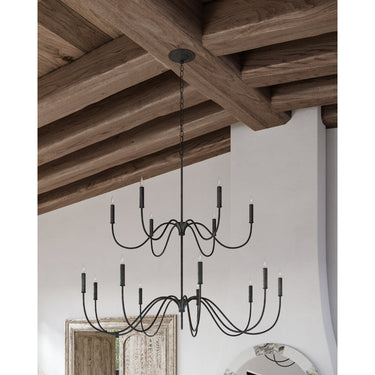 Currey & Company 9000-06 Tirrell 27 Light Chandelier in Antique Black 12