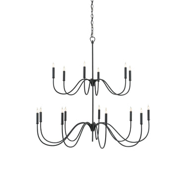 Currey & Company 9000-06 Tirrell 27 Light Chandelier in Antique Black 9