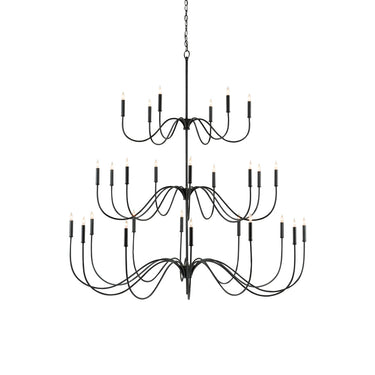 Currey & Company 9000-06 Tirrell 27 Light Chandelier in Antique Black 1