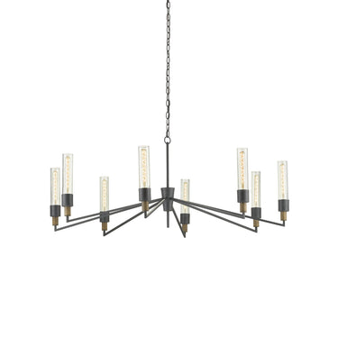 Currey & Company 9000-0607 Delgado 8 Light Chandelier in Antique Black/Reclaimed Wood 3