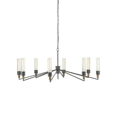 Currey & Company 9000-0607 Delgado 8 Light Chandelier in Antique Black/Reclaimed Wood 1