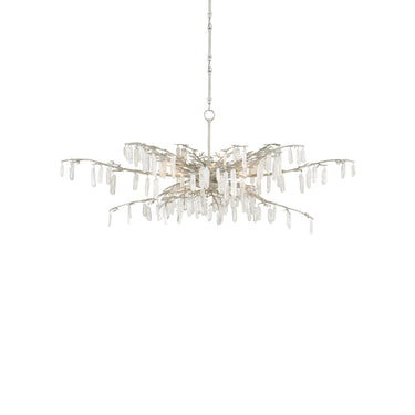 Currey & Company 9000-0608 Forest Dawn 8 Light Chandelier in Textured Silver/Natural 3
