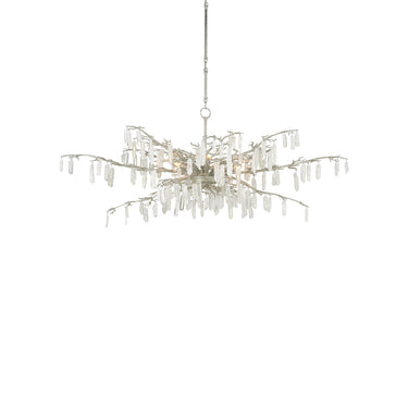 Currey & Company 9000-0608 Forest Dawn 8 Light Chandelier in Textured Silver/Natural 1