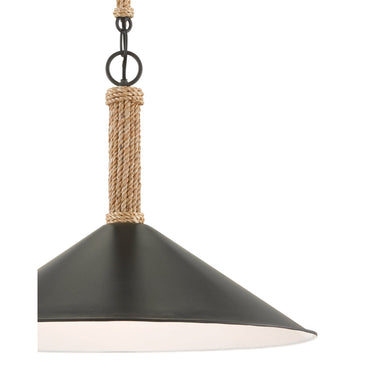 Currey & Company 9000-0639 Ocracoke Pendant in Sugar White/Blacksmith/Natural Rope 2