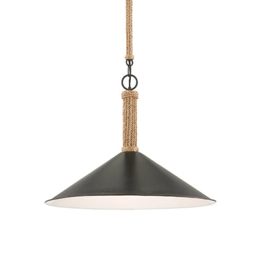 Currey & Company 9000-0639 Ocracoke Pendant in Sugar White/Blacksmith/Natural Rope 3