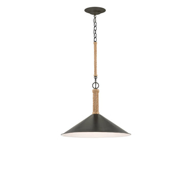 Currey & Company 9000-0639 Ocracoke Pendant in Sugar White/Blacksmith/Natural Rope 4