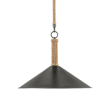Currey & Company 9000-0639 Ocracoke Pendant in Sugar White/Blacksmith/Natural Rope 1