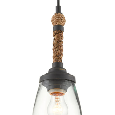 Currey & Company 9000-0650 Hightider Pendant in French Black/Natural Rope 2