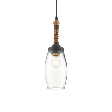 Currey & Company 9000-0650 Hightider Pendant in French Black/Natural Rope 1