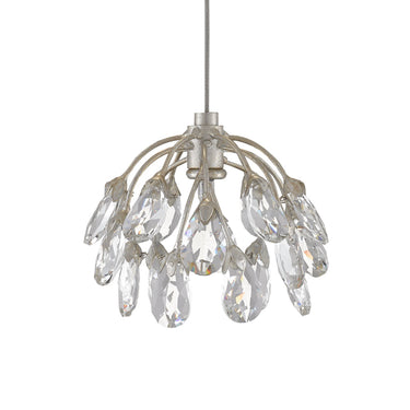Currey & Company 9000-0667 Crystal Bud 1-Light Multi-Drop Pendant in Painted Silver/Contemporary Silver Leaf 2