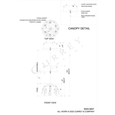 Currey & Company 9000-0667 Crystal Bud 1-Light Multi-Drop Pendant in Painted Silver/Contemporary Silver Leaf 4