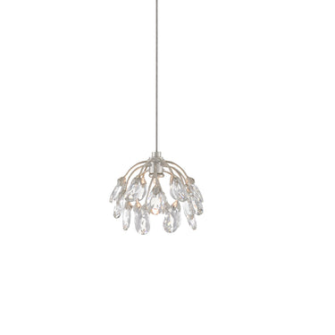 Currey & Company 9000-0667 Crystal Bud 1-Light Multi-Drop Pendant in Painted Silver/Contemporary Silver Leaf 1