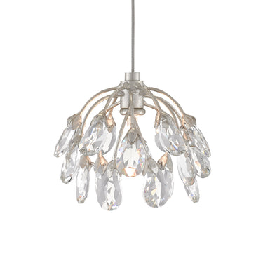 Currey & Company 9000-0668 Crystal Bud 3-Light Multi-Drop Pendant in Painted Silver/Contemporary Silver Leaf 2
