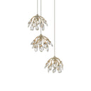 Currey & Company 9000-0668 Crystal Bud 3-Light Multi-Drop Pendant in Painted Silver/Contemporary Silver Leaf 1