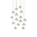 Currey & Company 9000-0670 Crystal Bud Round 15-Light Multi-Drop Pendant in Painted Silver/Contemporary Silver Leaf 4