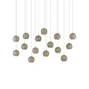 Currey & Company 9000-0685 Giro Rectangular 15-Light Multi-Drop Pendant in Painted Silver/Nickel/Blue 1